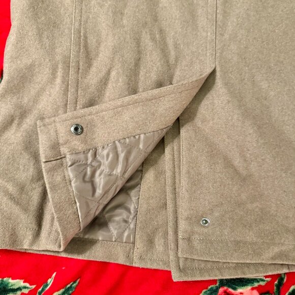 Michael Kors Delta Wool-Blend Faux-Leather-Trim Peacoat Men’s Large Brown - Picture 9 of 16